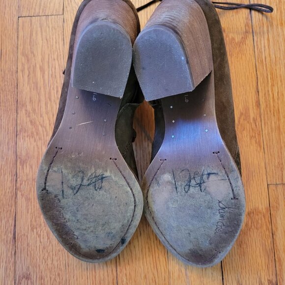 Sam Edelman 9 MILLARD Moss Green Suede Heeled Lace Up Booties Ankle Boots - Picture 4 of 10